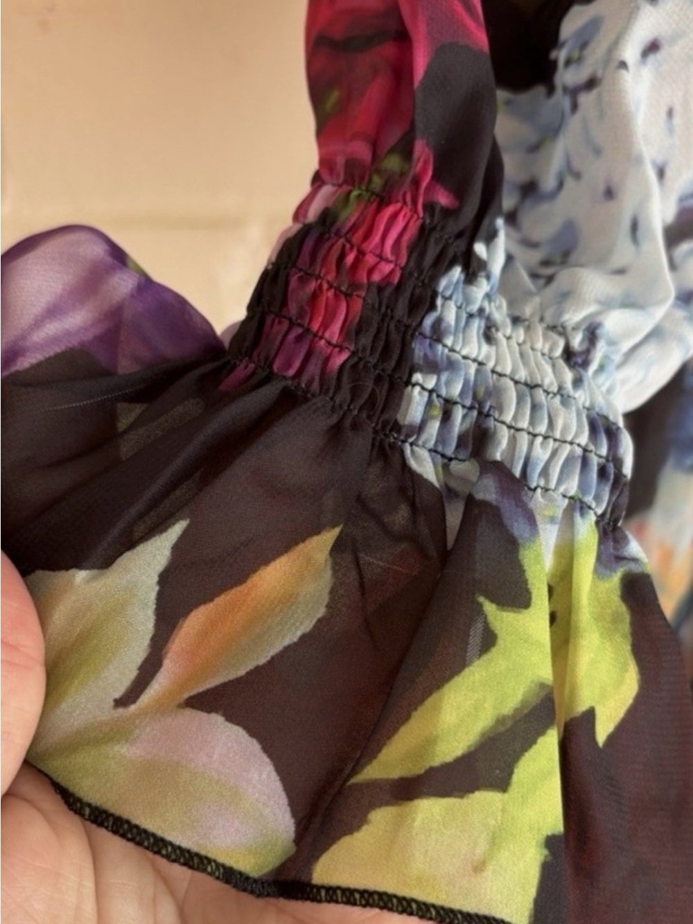 Dalia Macphee VIBRANT Floral Chiffon Smocked Waist Maxi Dress MEDIUM GORGEOUS - Picture 4 of 16